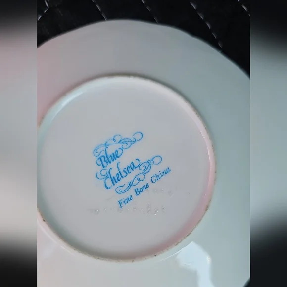 Blue Chelsea Fine Bone China Purple Grape Pattern 1920s Sugar & Saucer Occo Set - Picture 3 of 3